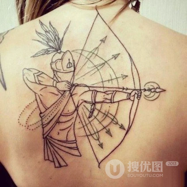 射手座纹身图案，女性各部位个性流行射手座星座刺青图案图片 第9张