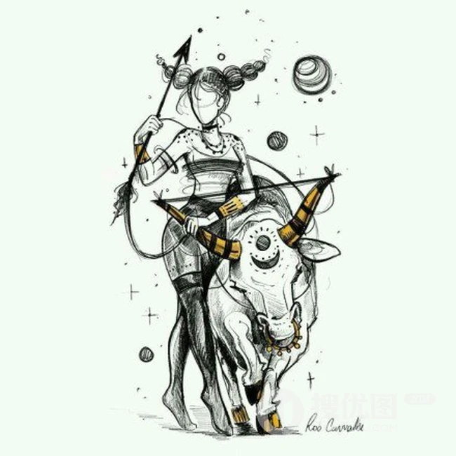 射手座纹身图案，女性各部位个性流行射手座星座刺青图案图片 第3张