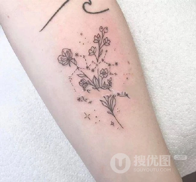 射手座纹身小图案，迷你卡通射手座女生小臂纹身图案图片欣赏 第3张