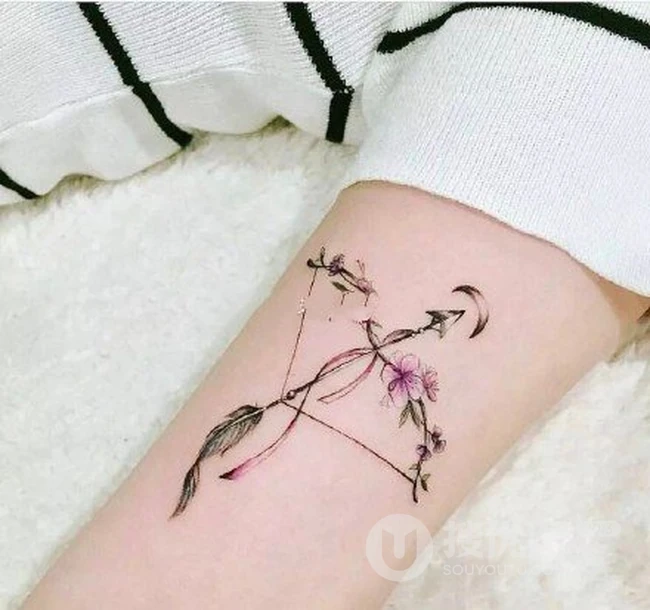 射手座纹身小图案，迷你卡通射手座女生小臂纹身图案图片欣赏 第5张