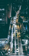 唯美的城市街道风景，车水马龙的城市道路手机壁纸图片
