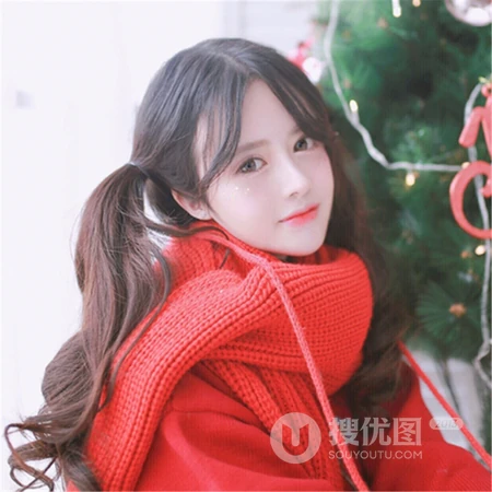 绑着双马尾辫的清纯校花女生的可爱表情微信头像