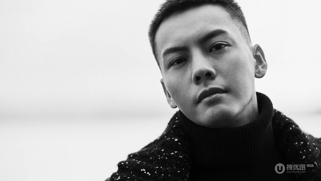 痞帅帅哥陈伟霆纯色黑白摄影桌面壁纸