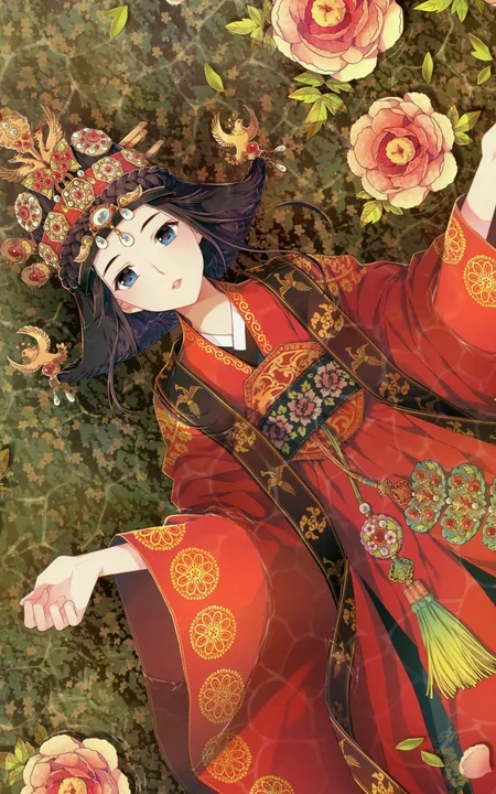最美中式新娘装的动漫少女插画图片可做手机壁纸