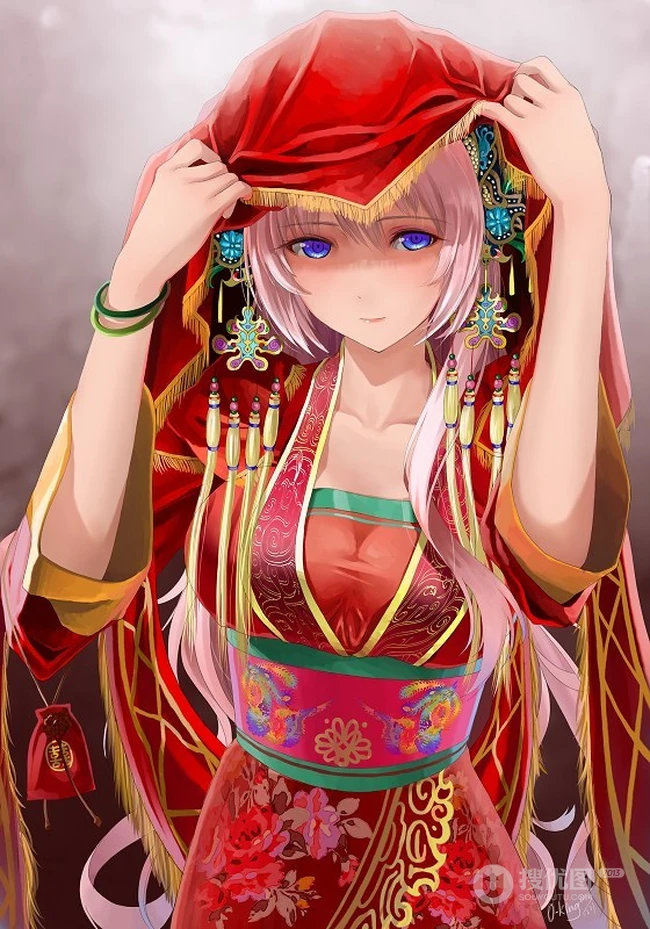 最美中式新娘装的动漫少女插画图片可做手机壁纸