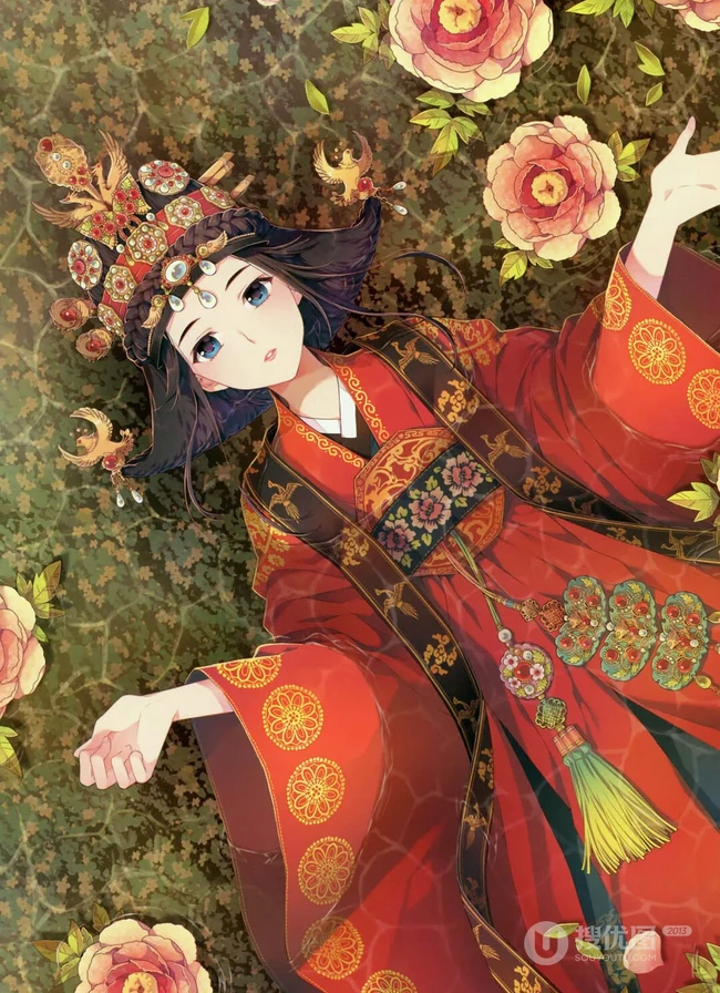 最美中式新娘装的动漫少女插画图片可做手机壁纸