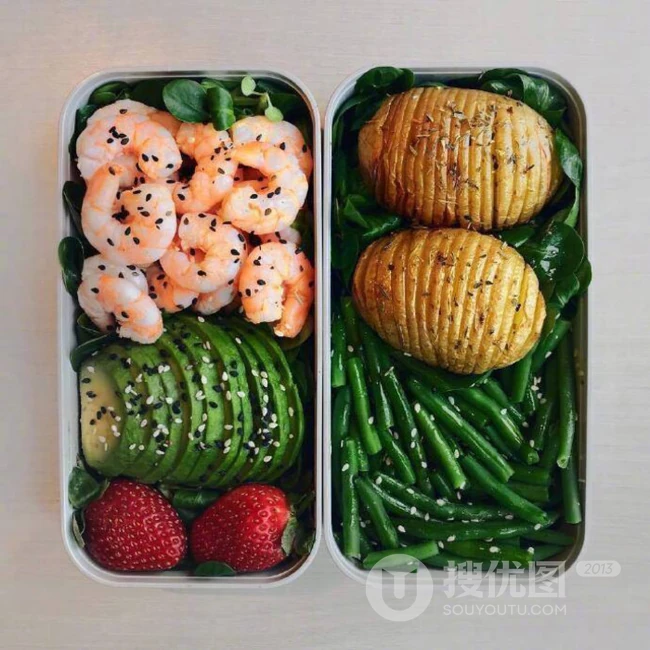 一人食美味便当摄影图片 第7张