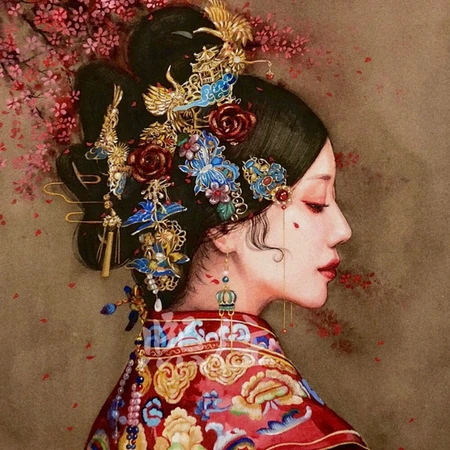 古风美人，人物手绘插画美图欣赏，绘画师熙往Ljx手绘作品