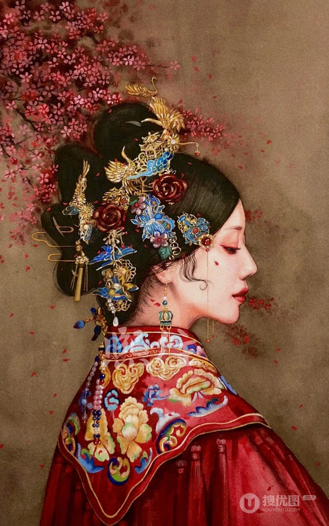 古风美人，人物手绘插画美图欣赏，绘画师熙往Ljx手绘作品
