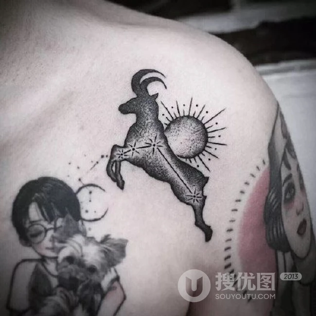 白羊座纹身图案，适合男生手臂手腕的白羊座星座图案图片 第9张