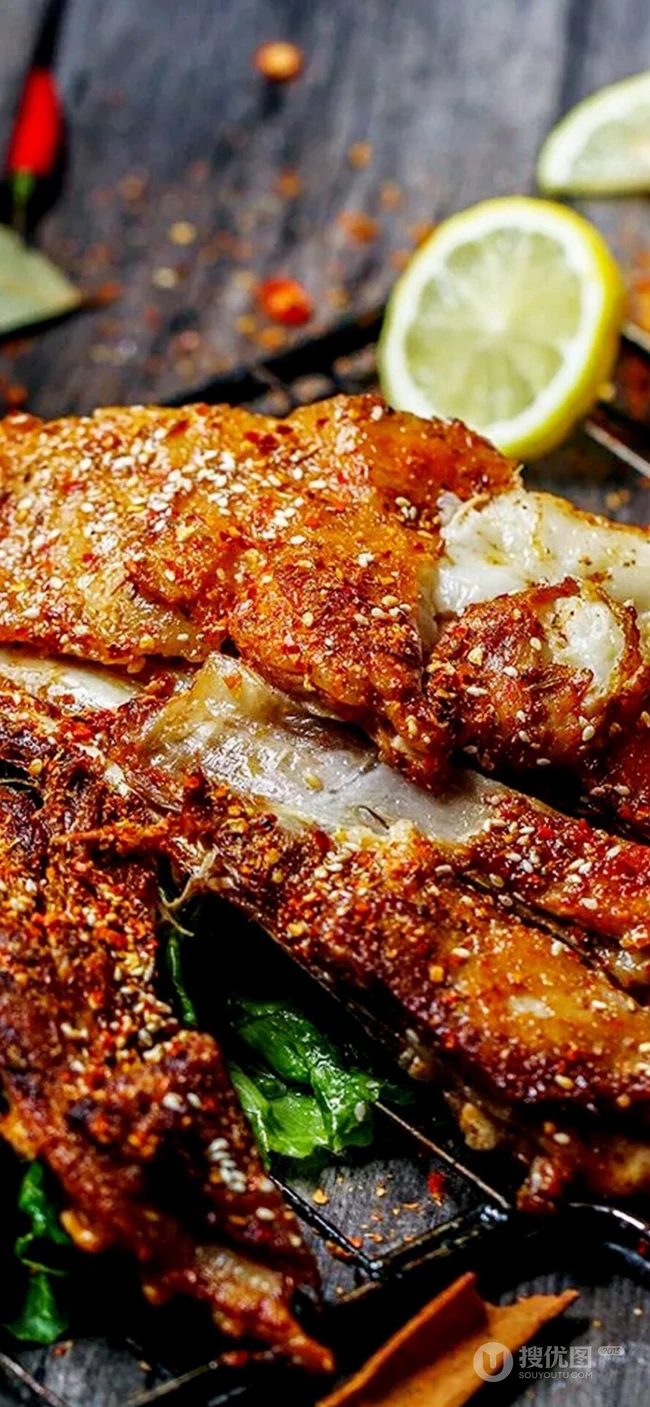 美味的烤肉，烧烤海鲜美食手机壁纸