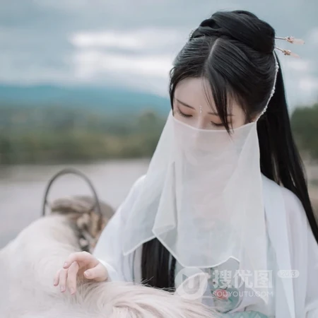 面挂丝巾，神秘仙气的古风小姐姐QQ头像