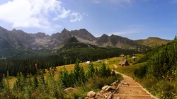 站在大山顶端傲视群山的唯美森林风景图片