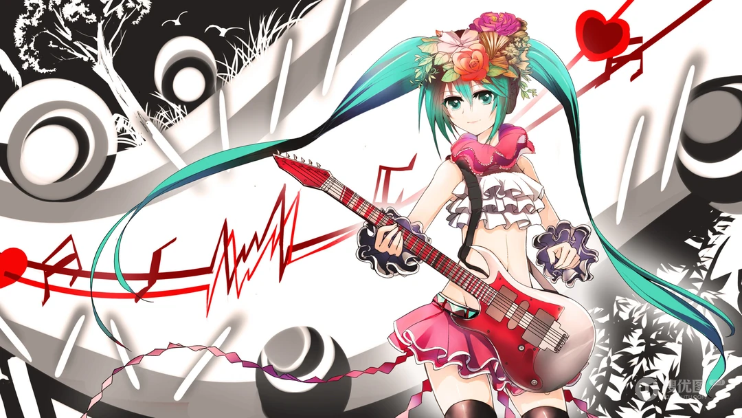 炫彩色调，动漫科技风初音未来插画壁纸图片套图