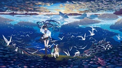 炫彩色调，动漫科技风初音未来插画壁纸图片套图