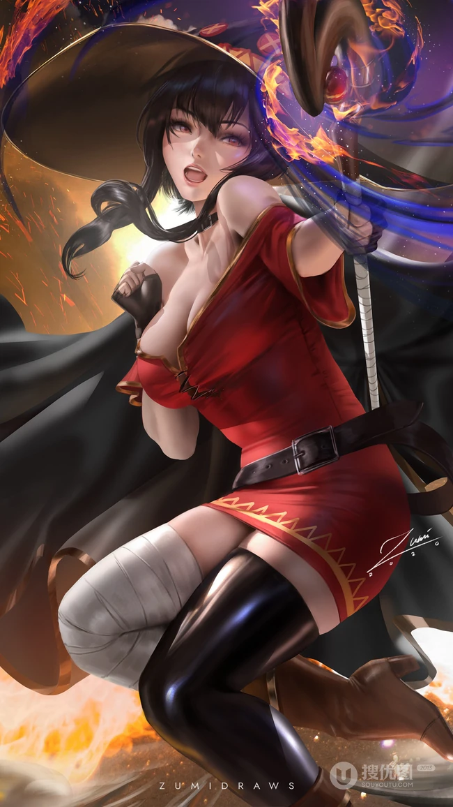 超性感的动漫大法师唯美插画手机壁纸