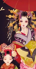 唯美和服古风动漫插画，二次元和服女王轻熟美图欣赏