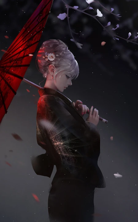 唯美和服古风动漫插画，二次元和服女王轻熟美图欣赏