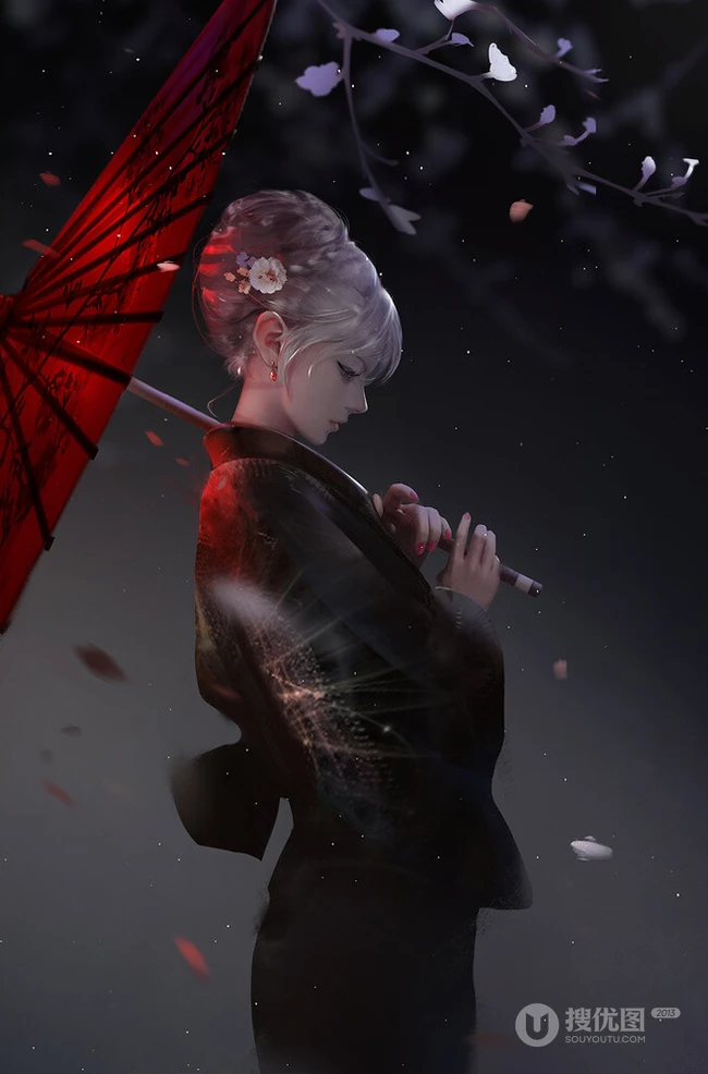 唯美和服古风动漫插画，二次元和服女王轻熟美图欣赏