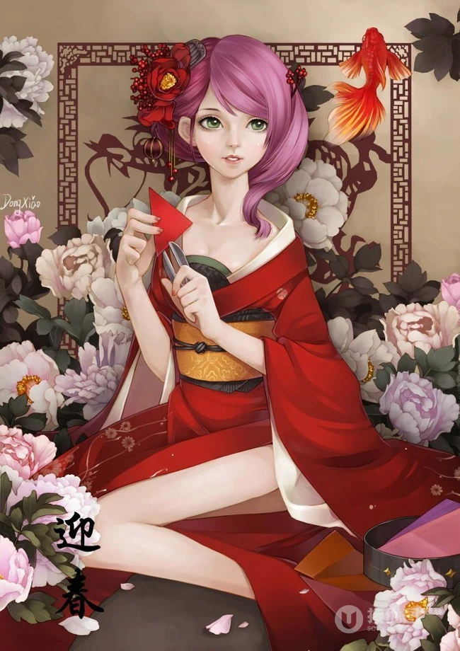 唯美和服古风动漫插画，二次元和服女王轻熟美图欣赏