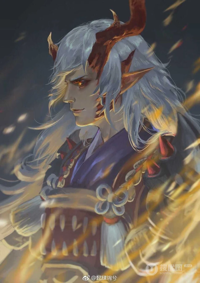 茨木童子图片，和风游戏《阴阳师》人物茨木童子手绘插画图片欣赏