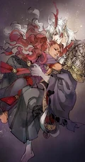 阴阳师精美同人动漫图片，唯美动漫阴阳师茨木&吞吞插画图片
