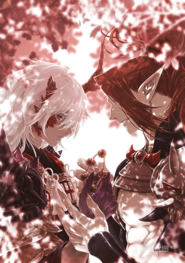 阴阳师精美同人动漫图片，唯美动漫阴阳师茨木&吞吞插画图片