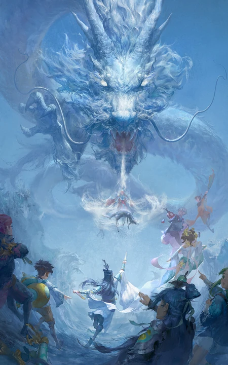 群英战巨龙的震撼游戏插画手机壁纸