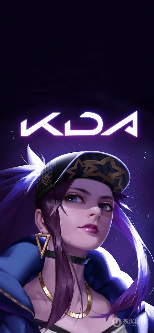 手绘插画戴鸭舌帽的动漫美女手机壁纸