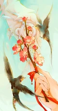 富有中国风特色花卉的油墨画手机壁纸