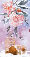 富有中国风特色花卉的油墨画手机壁纸