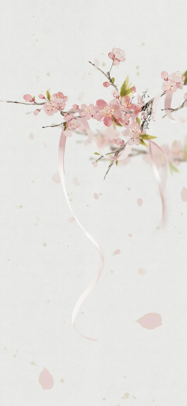 富有中国风特色花卉的油墨画手机壁纸