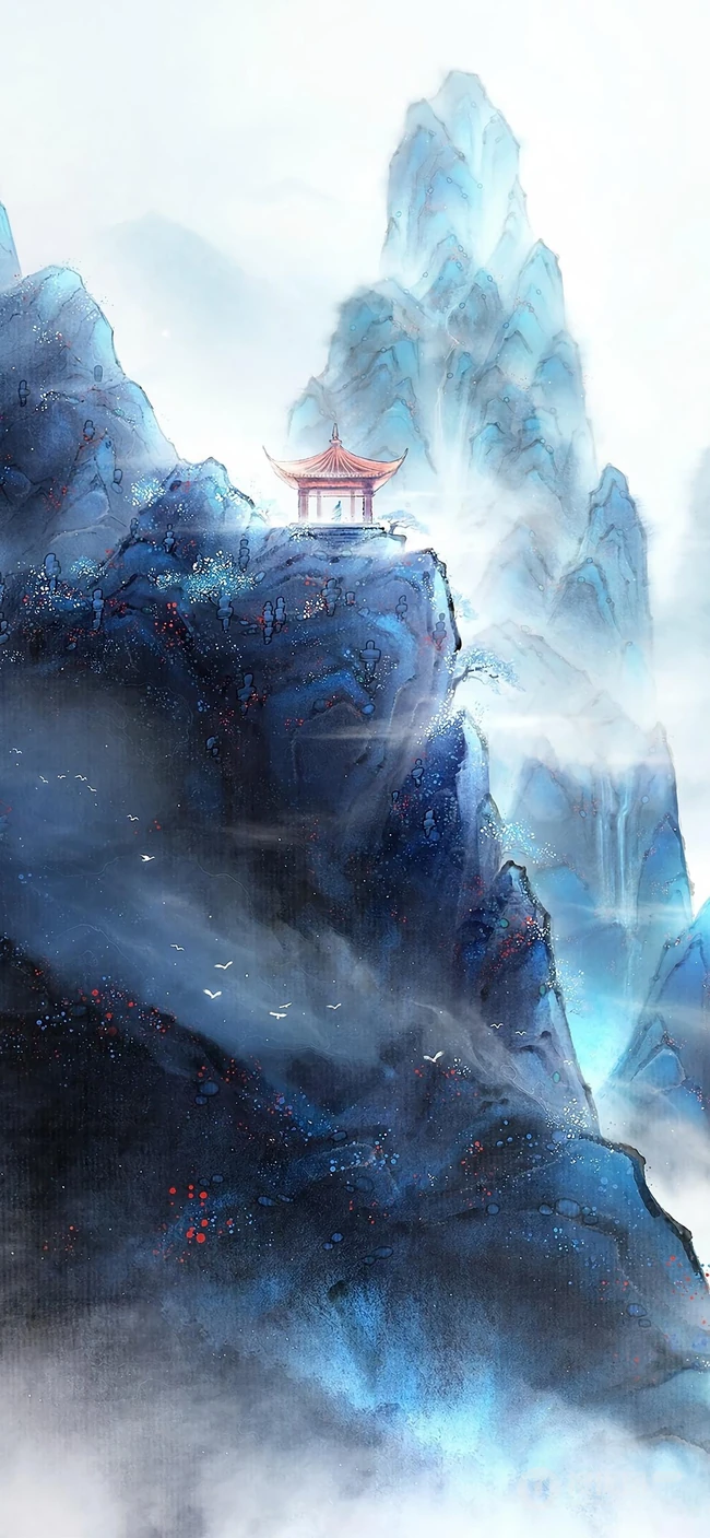 富有中国风特色花卉的油墨画手机壁纸