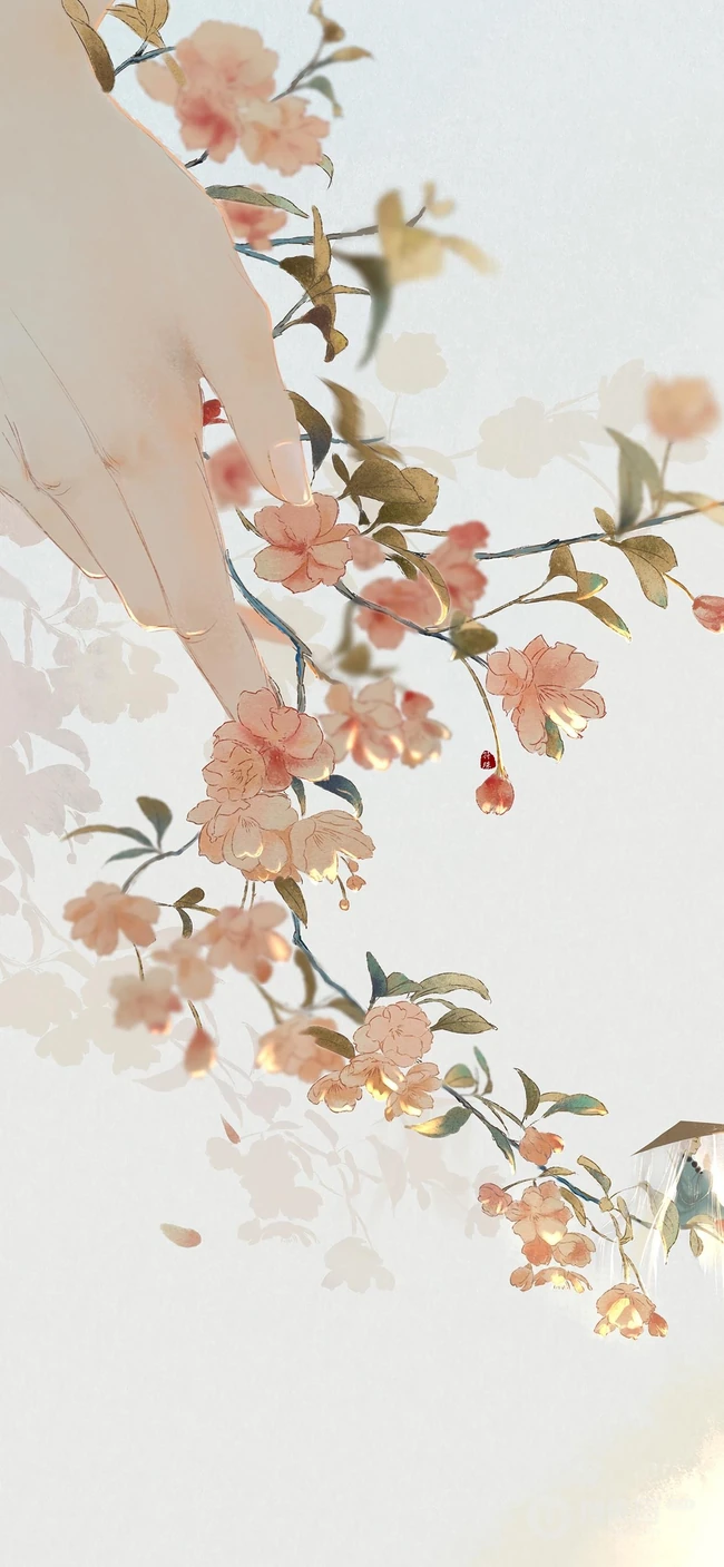 富有中国风特色花卉的油墨画手机壁纸
