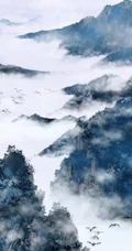中国风毛笔画大好河山，传统花卉唯美油墨手机壁纸