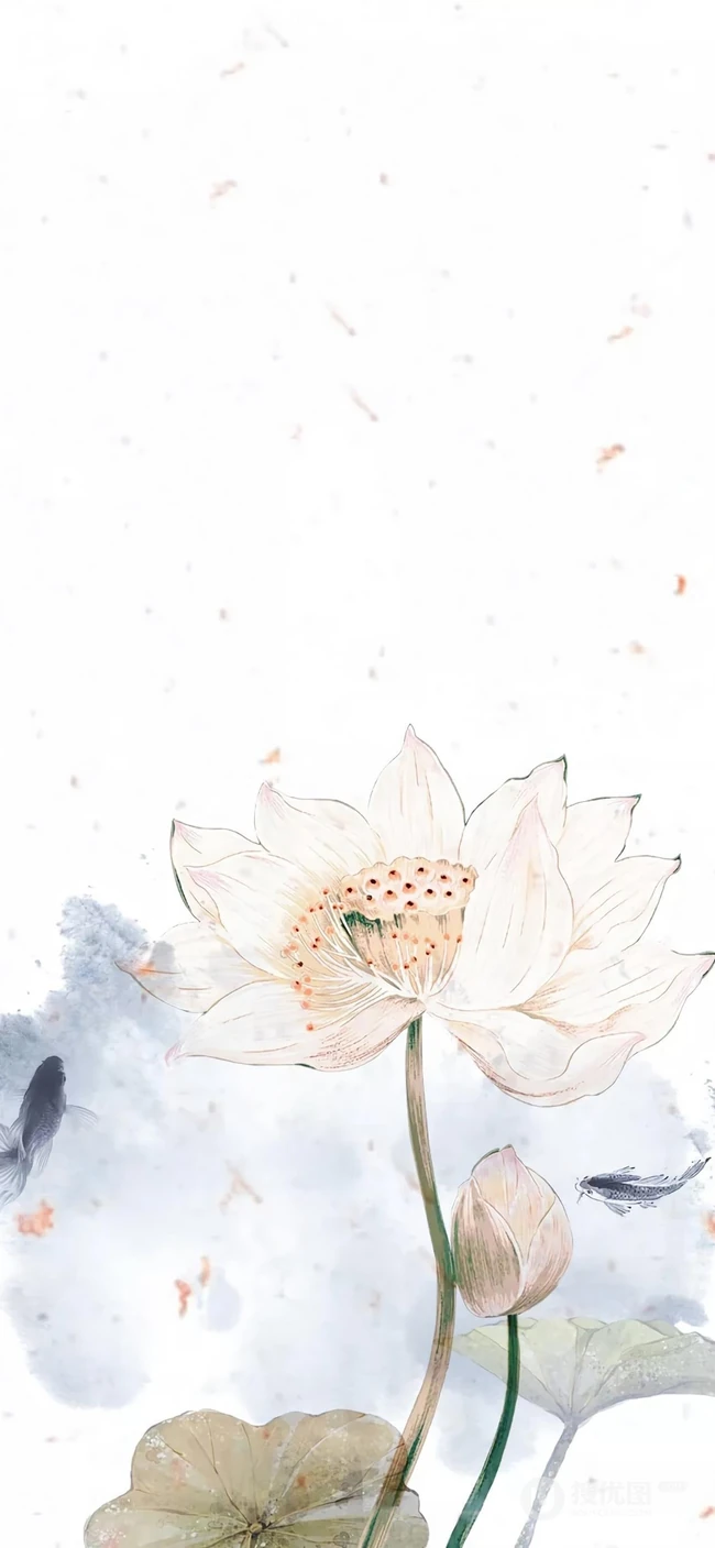 中国风毛笔画大好河山，传统花卉唯美油墨手机壁纸