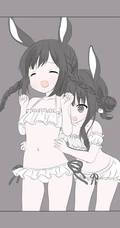 有线条感手绘的灰色动漫女孩手机壁纸