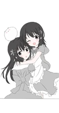 有线条感手绘的灰色动漫女孩手机壁纸