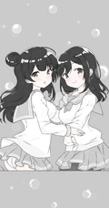 有线条感手绘的灰色动漫女孩手机壁纸