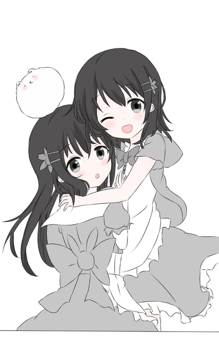有线条感手绘的灰色动漫女孩手机壁纸