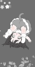 有线条感手绘的灰色动漫女孩手机壁纸