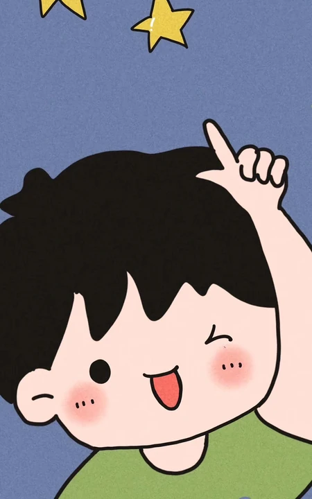 可爱的手绘线条卡通小男孩小女孩情侣手机壁纸一对