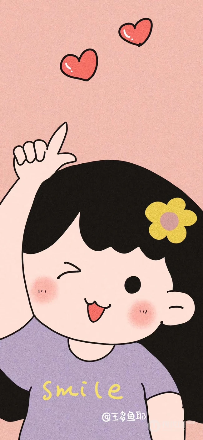 可爱的手绘线条卡通小男孩小女孩情侣手机壁纸一对