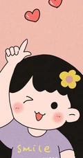 可爱的手绘线条卡通小男孩小女孩情侣手机壁纸一对