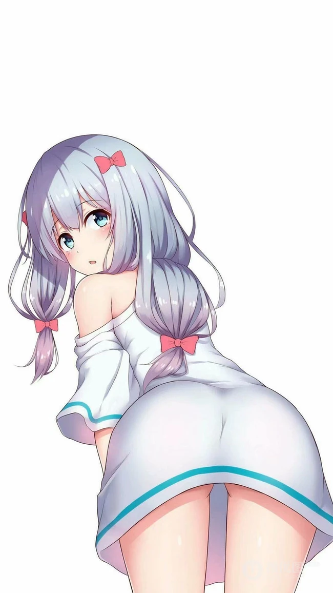 头戴蝴蝶结的翘臀动漫美少女手机壁纸