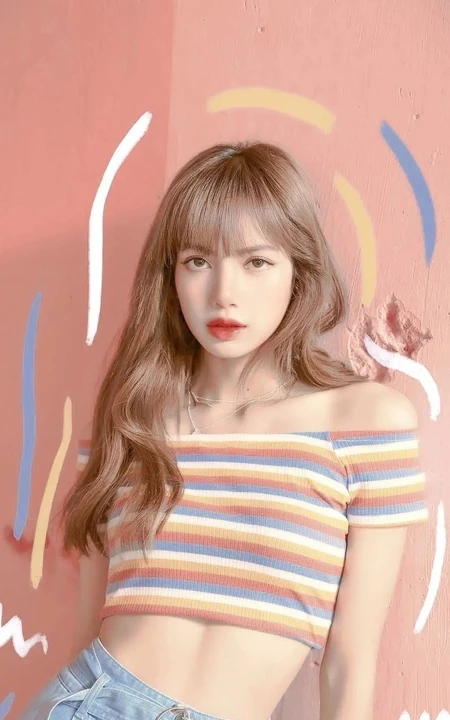 棕色发色穿牛仔裙的长发美女手机壁纸图片