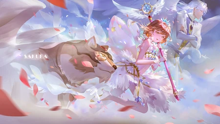 二次元仙女&ldquo;木之本樱&rdquo;和他的宠物狗炫彩壁纸，画风太美了