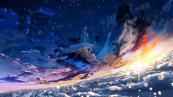 空中坠落的二次元天使唯美画面桌面背景