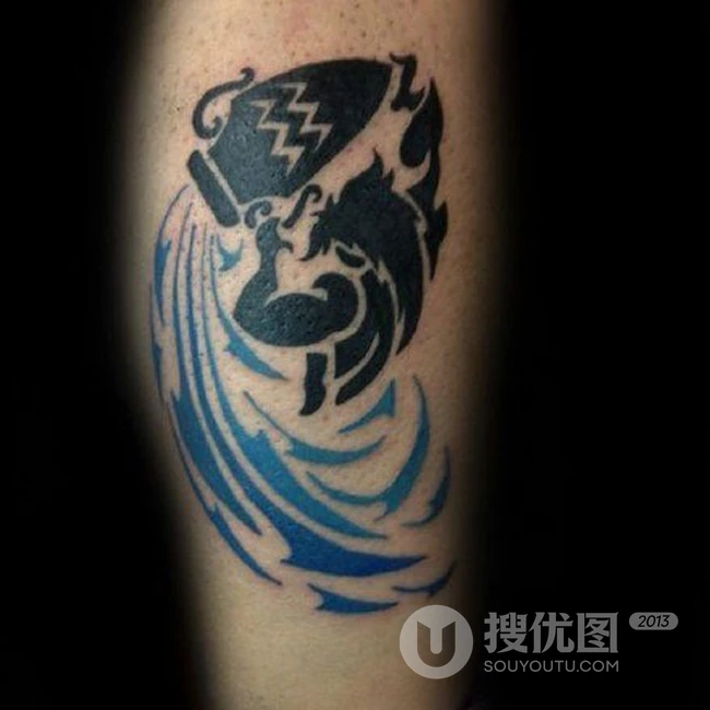 水瓶座纹身图案，适合女生的各部位水瓶星座纹身图案图片 第5张