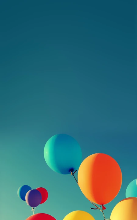 飞上天空的彩色气球手机背景